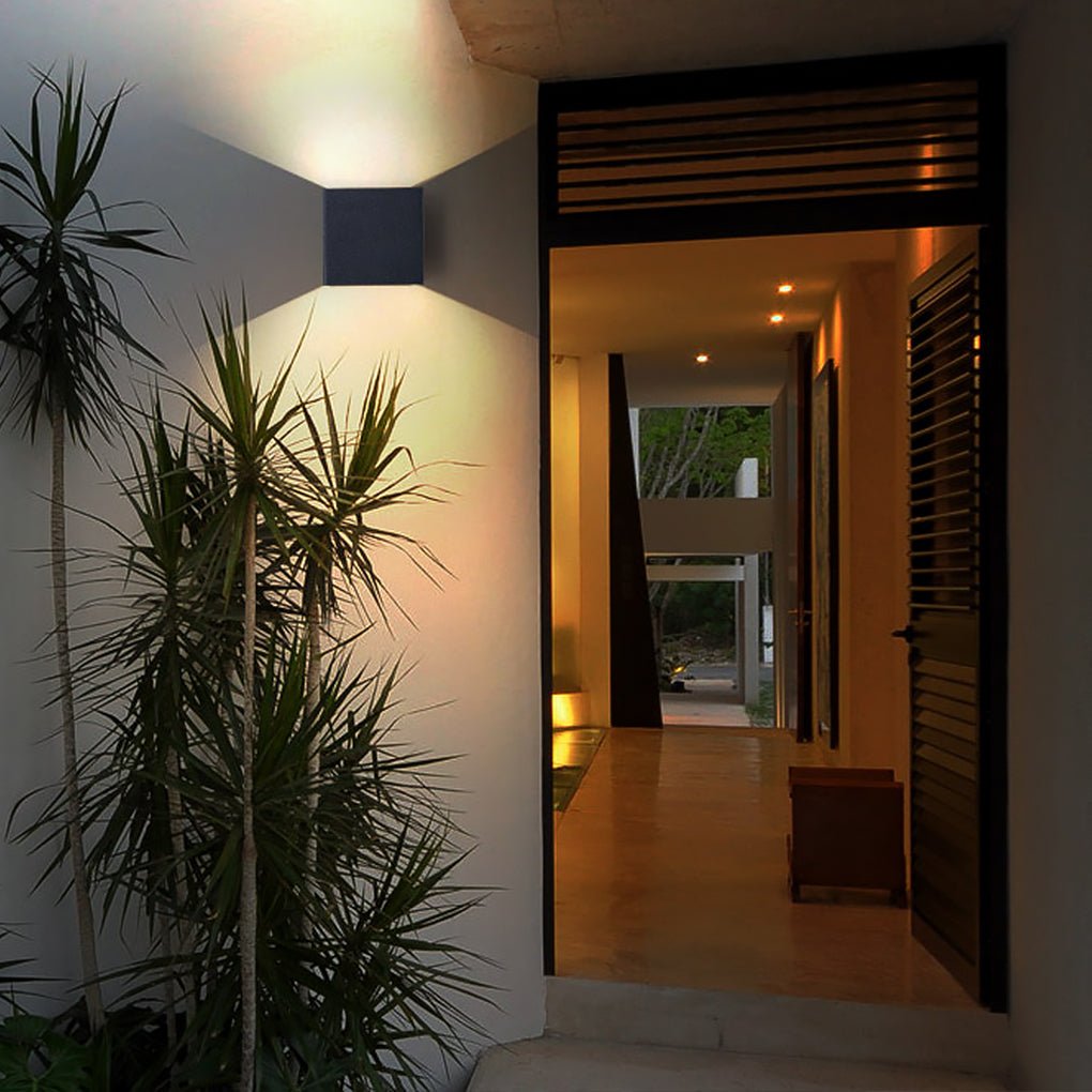 Modern Outdoor Wall Lights with Waterproof Square LED Up and Down Lighting