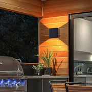 Square Up/Down Outdoor Wall Sconce — Black Aluminum & Glass, LED 2×4W / 2×6W, IP65 Weatherproof