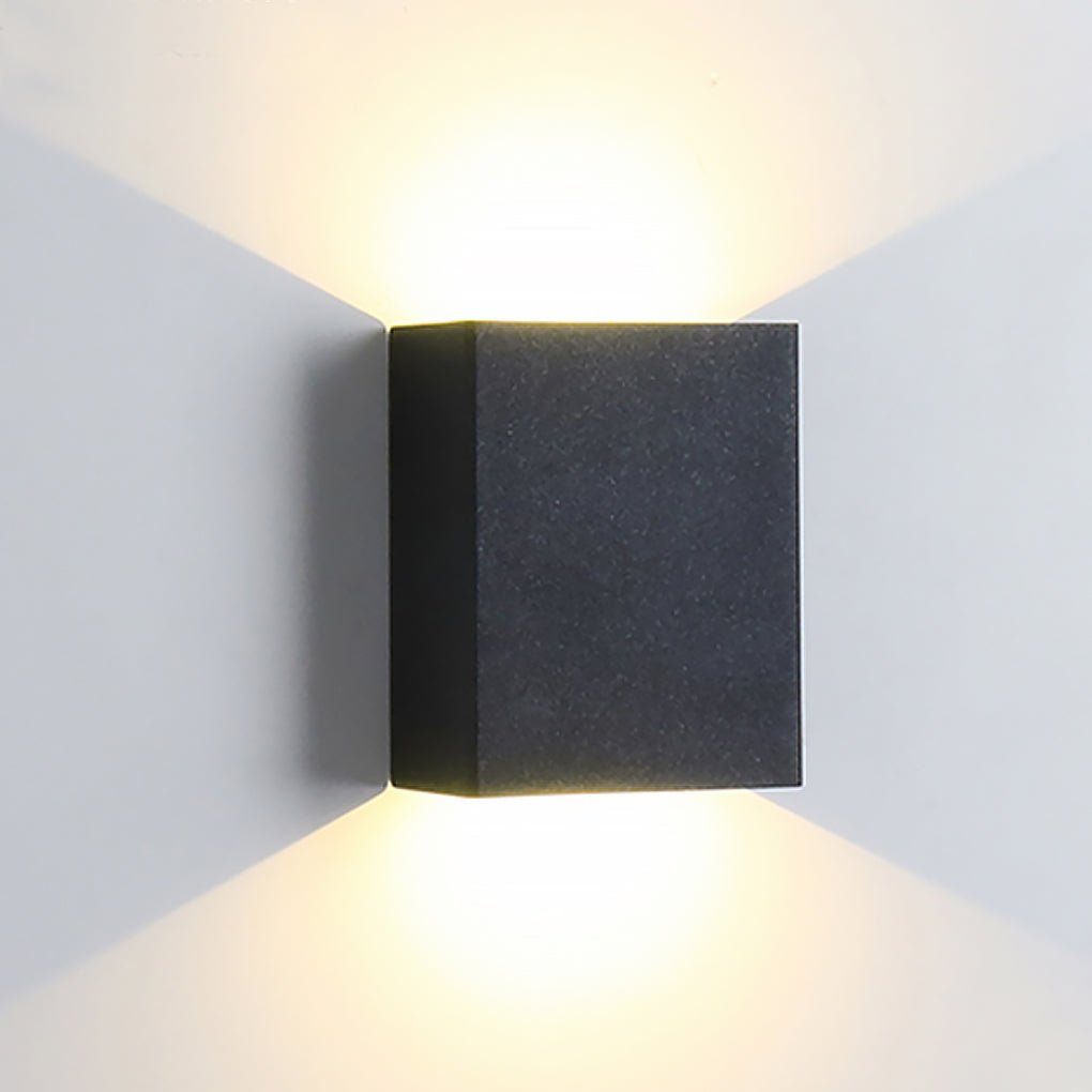 Square Up/Down Outdoor Wall Sconce — Black Aluminum & Glass, LED 2×4W / 2×6W, IP65 Weatherproof