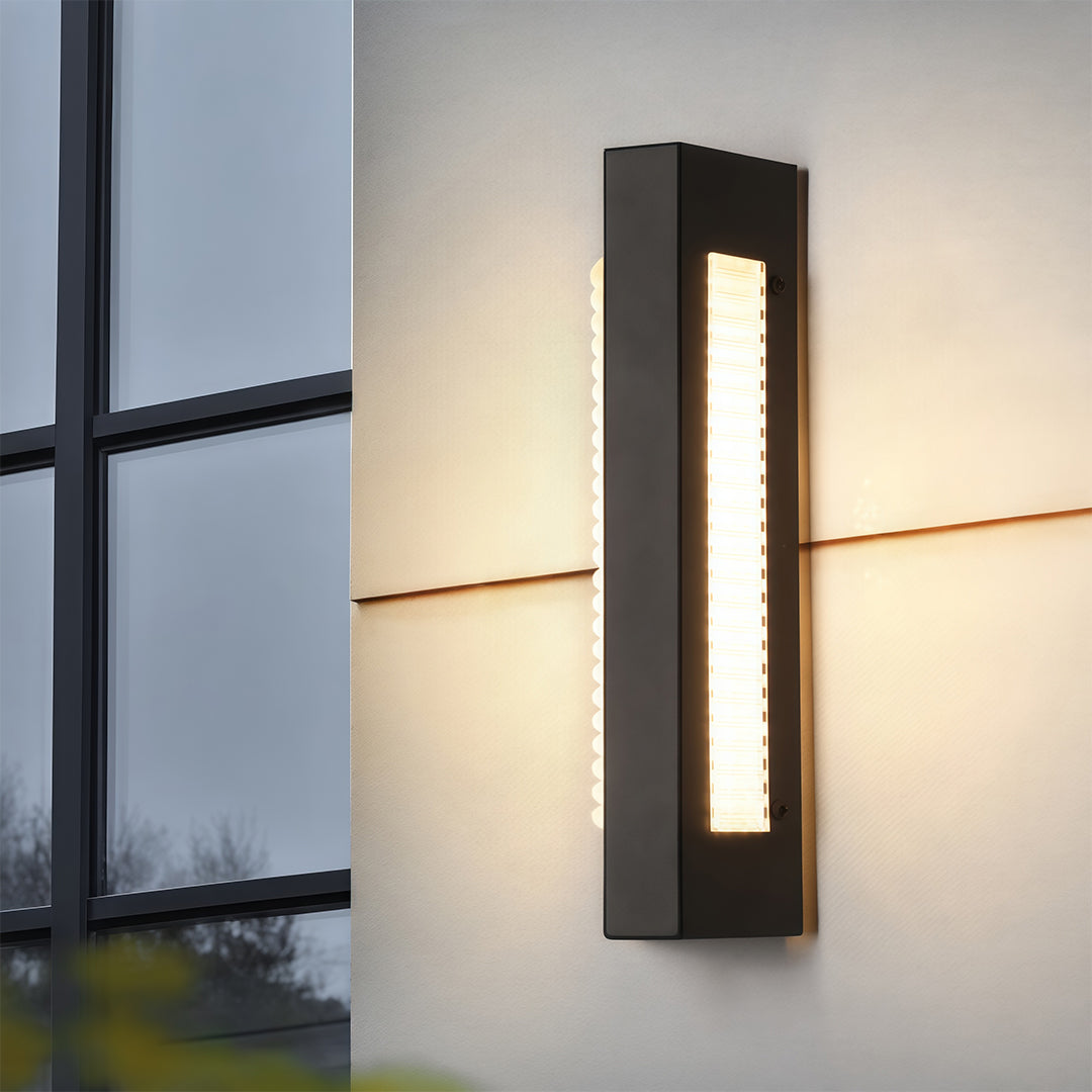 Modern Outdoor Wall Sconce — Black Iron, White Acrylic, LED, IP65 Weatherproof, 3000K / 4000K