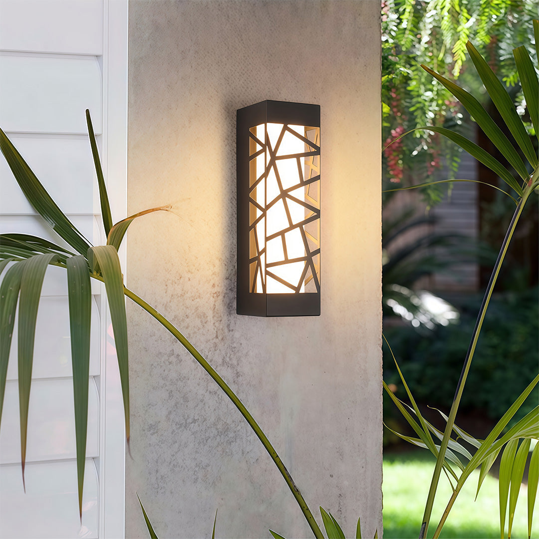 Modern Outdoor Wall Sconce — Black Iron, White Acrylic, LED, IP65 Weatherproof, 3000K / 4000K