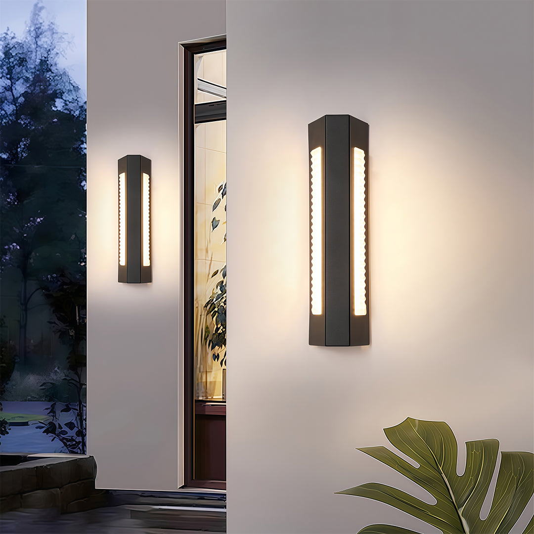 Modern Outdoor Wall Sconce — Black Iron, White Acrylic, LED, IP65 Weatherproof, 3000K / 4000K