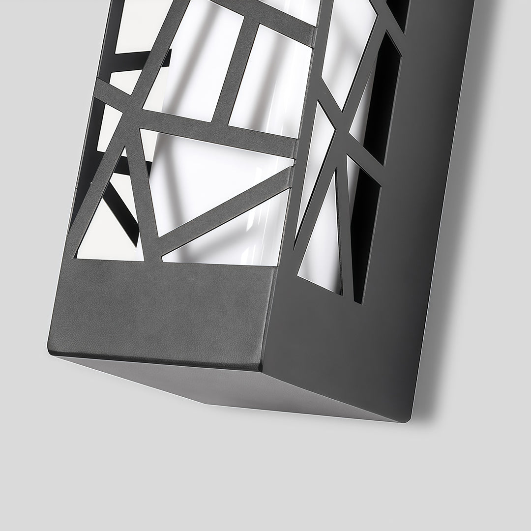 Modern Outdoor Wall Sconce — Black Iron, White Acrylic, LED, IP65 Weatherproof, 3000K / 4000K