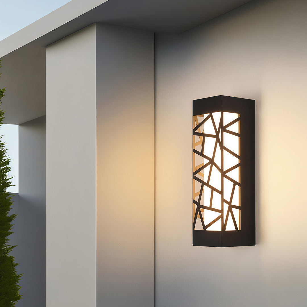 Modern Outdoor Wall Sconce — Black Iron, White Acrylic, LED, IP65 Weatherproof, 3000K / 4000K
