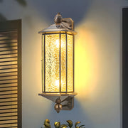 outdoor wall light with elegant brass and glass lantern in copper finish