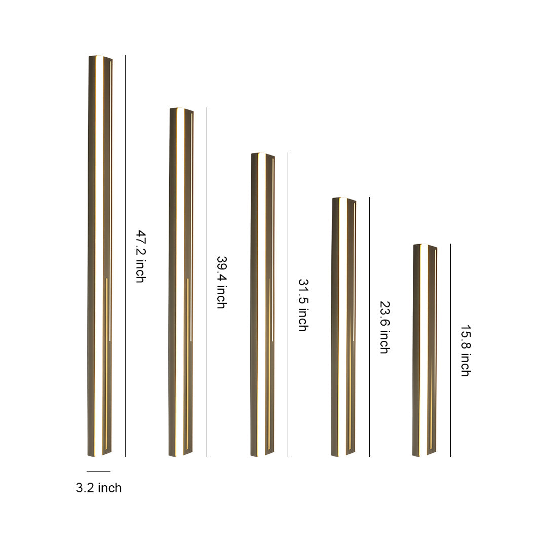 Modern Linear Outdoor Wall Sconce — Black Iron, Acrylic, LED, 3-Step Dimming, IP65, 16W–48W, 5 Sizes