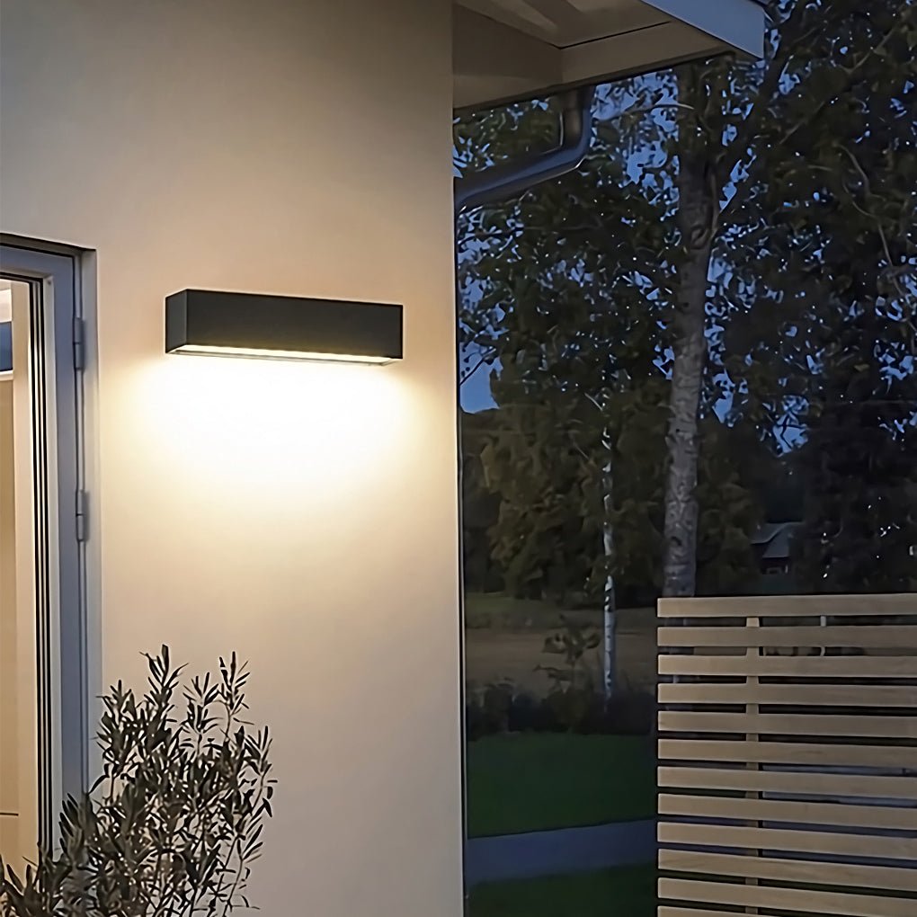 outdoor wall mounted rectangle led lights in matte black for porches