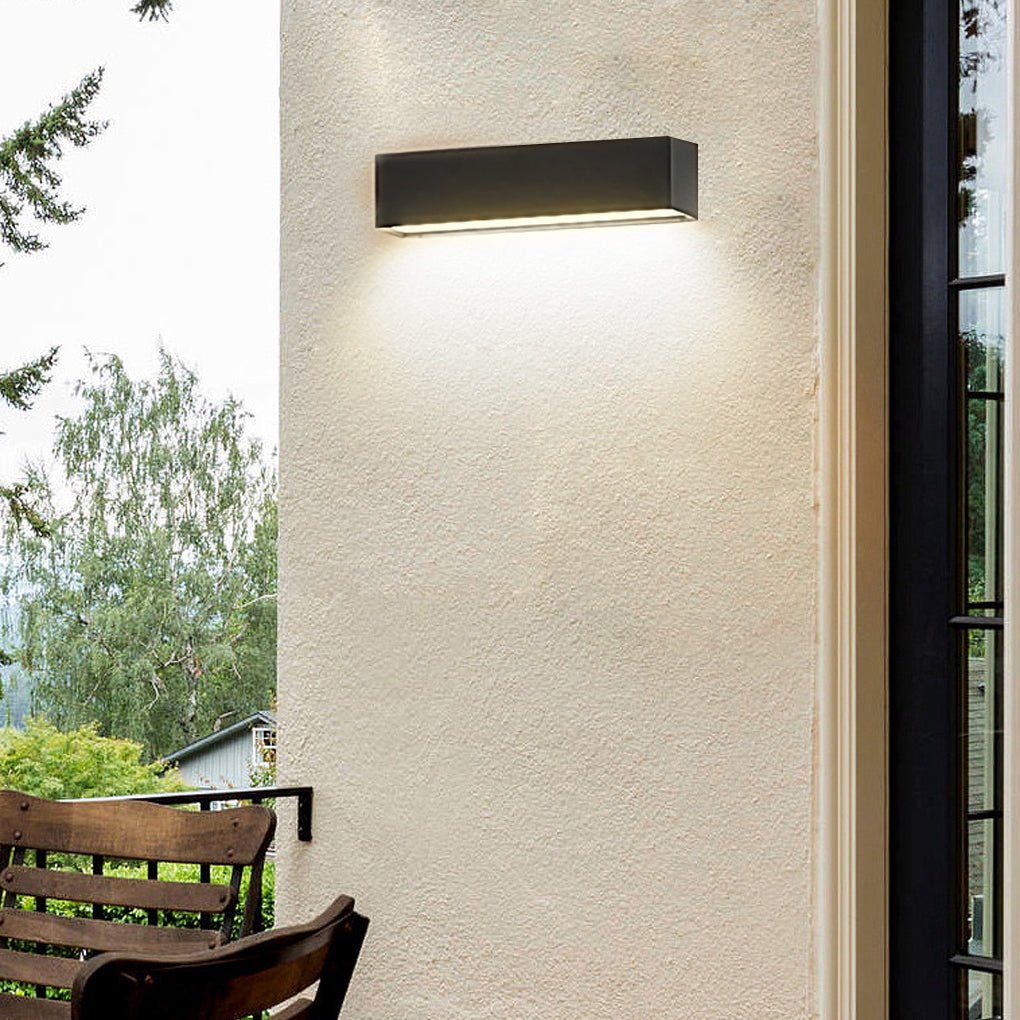 outdoor wall mounted rectangle led lights in matte black for porches
