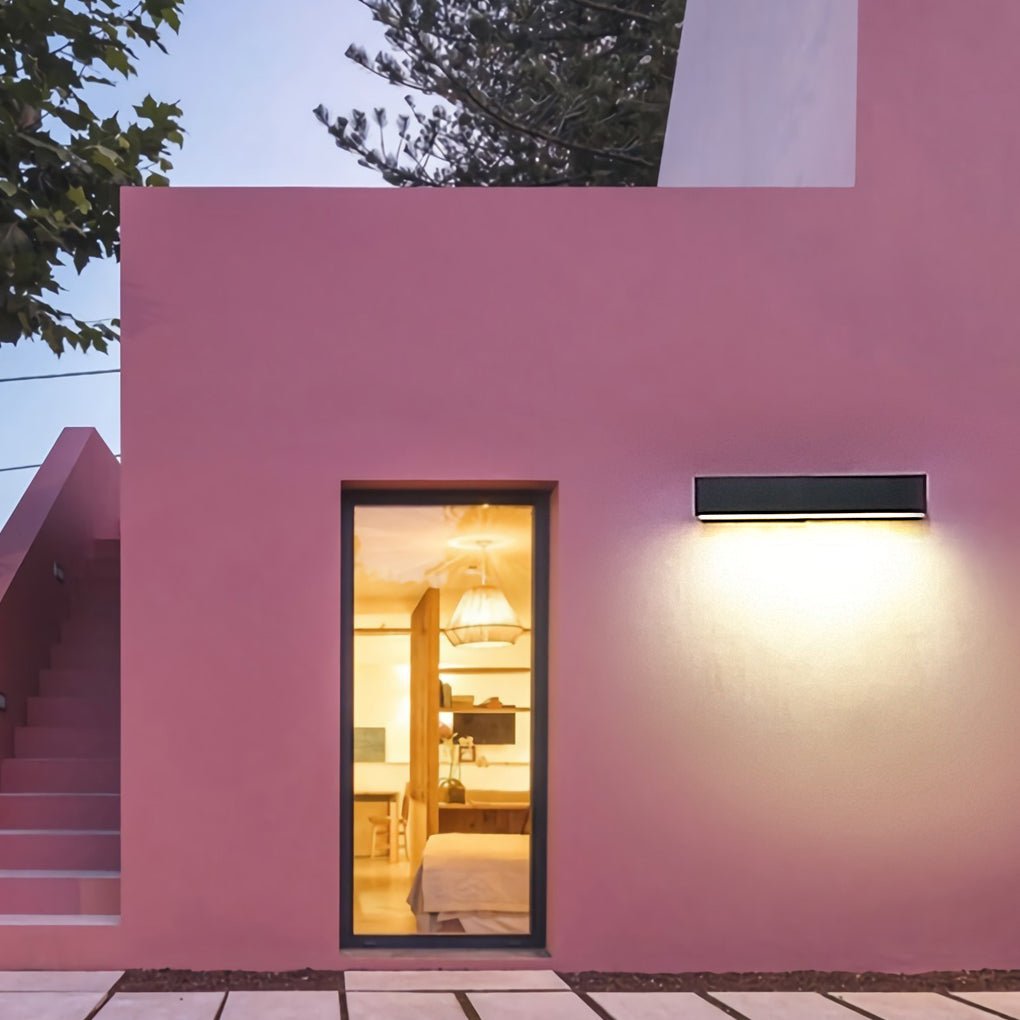 outdoor wall mounted rectangle led lights in matte black for porches