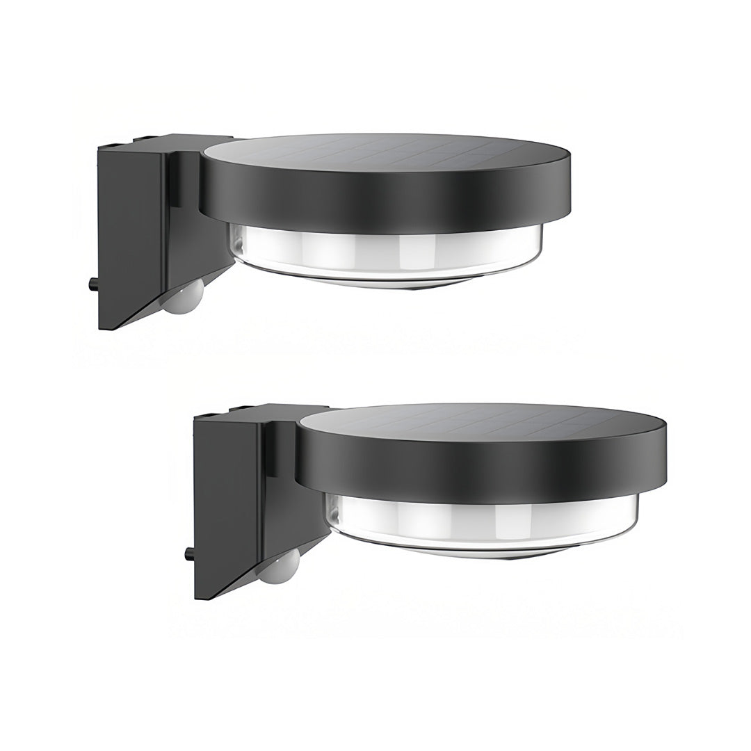 Black Solar Outdoor Wall Sconce, 2-Pack — LED, Motion Sensor, IP44, Warm or Daylight White