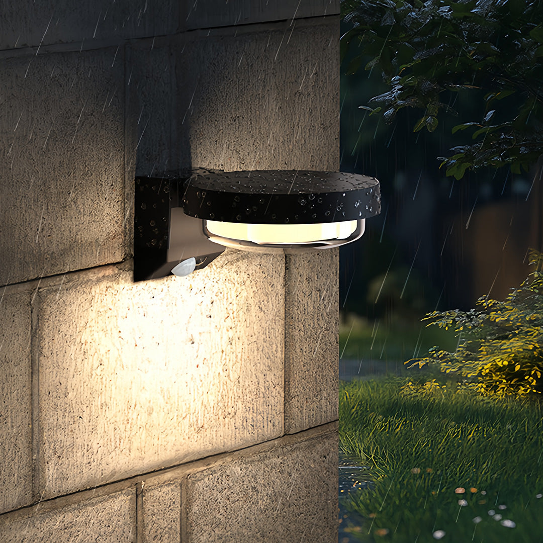 Black Solar Outdoor Wall Sconce, 2-Pack — LED, Motion Sensor, IP44, Warm or Daylight White