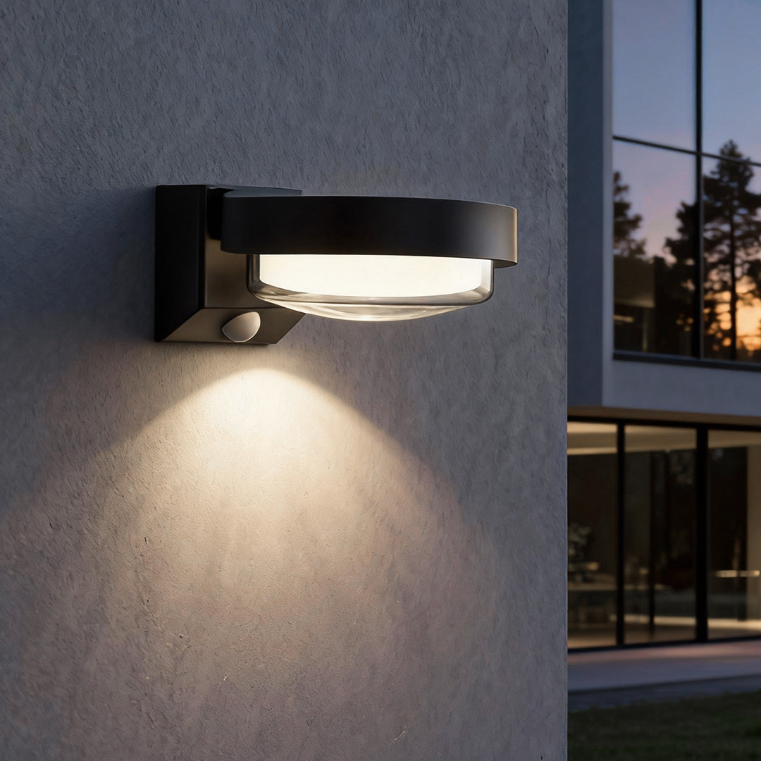 Black Solar Outdoor Wall Sconce, 2-Pack — LED, Motion Sensor, IP44, Warm or Daylight White