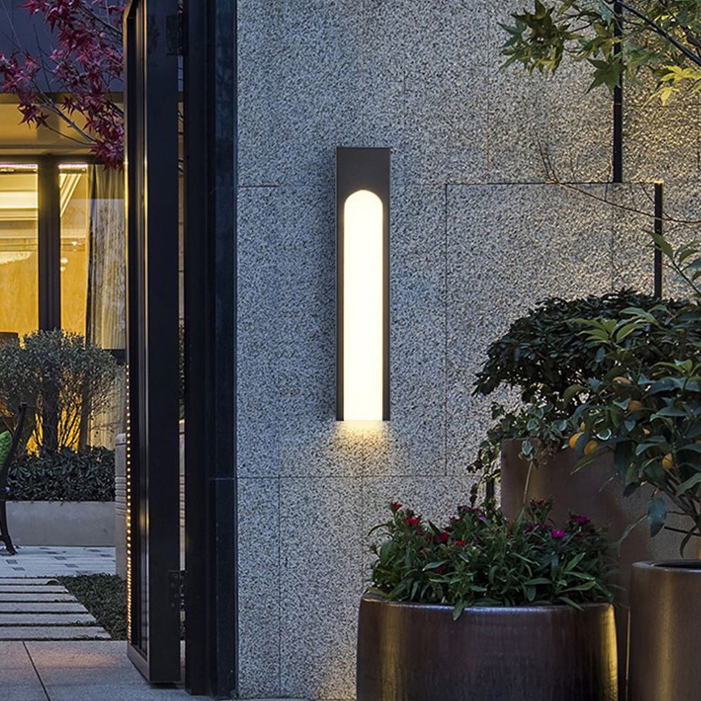 Arched Trapezoid Outdoor Wall Sconce — Black Stainless Steel & Acrylic, 9W LED, Waterproof