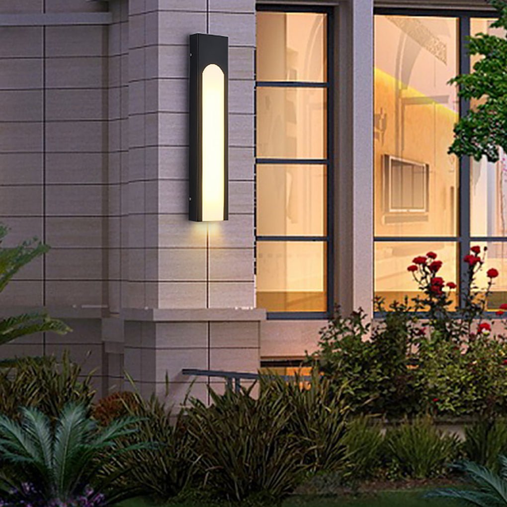 Arched Trapezoid Outdoor Wall Sconce — Black Stainless Steel & Acrylic, 9W LED, Waterproof