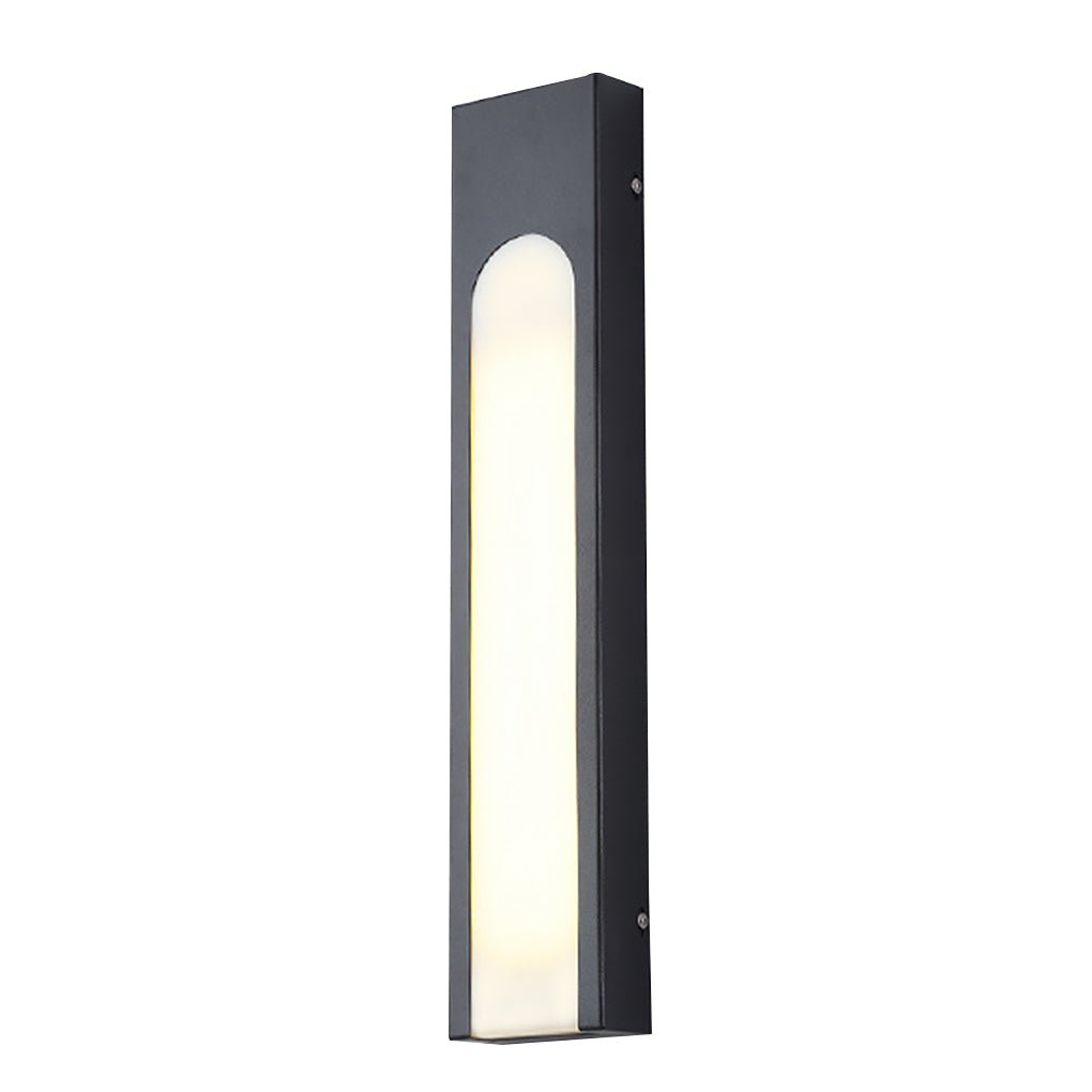 Arched Trapezoid Outdoor Wall Sconce — Black Stainless Steel & Acrylic, 9W LED, Waterproof