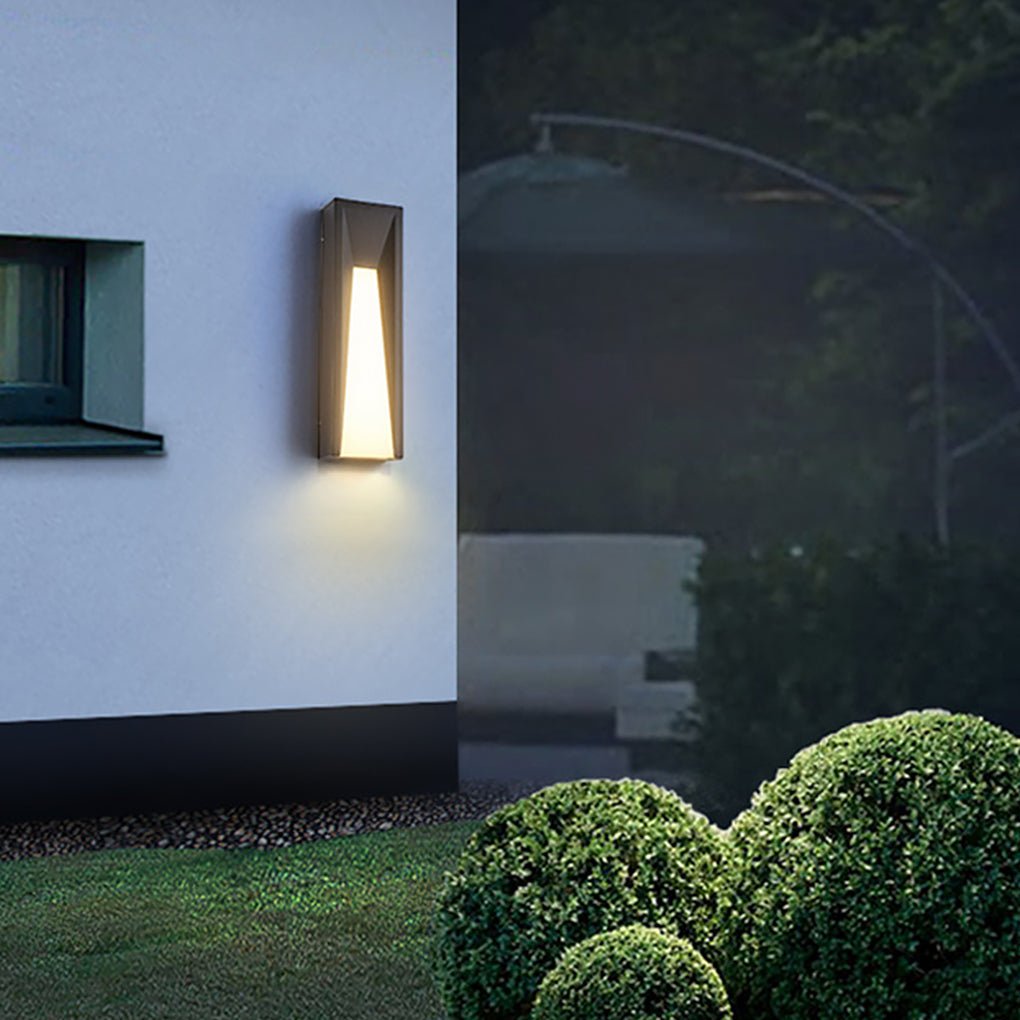 Arched Trapezoid Outdoor Wall Sconce — Black Stainless Steel & Acrylic, 9W LED, Waterproof