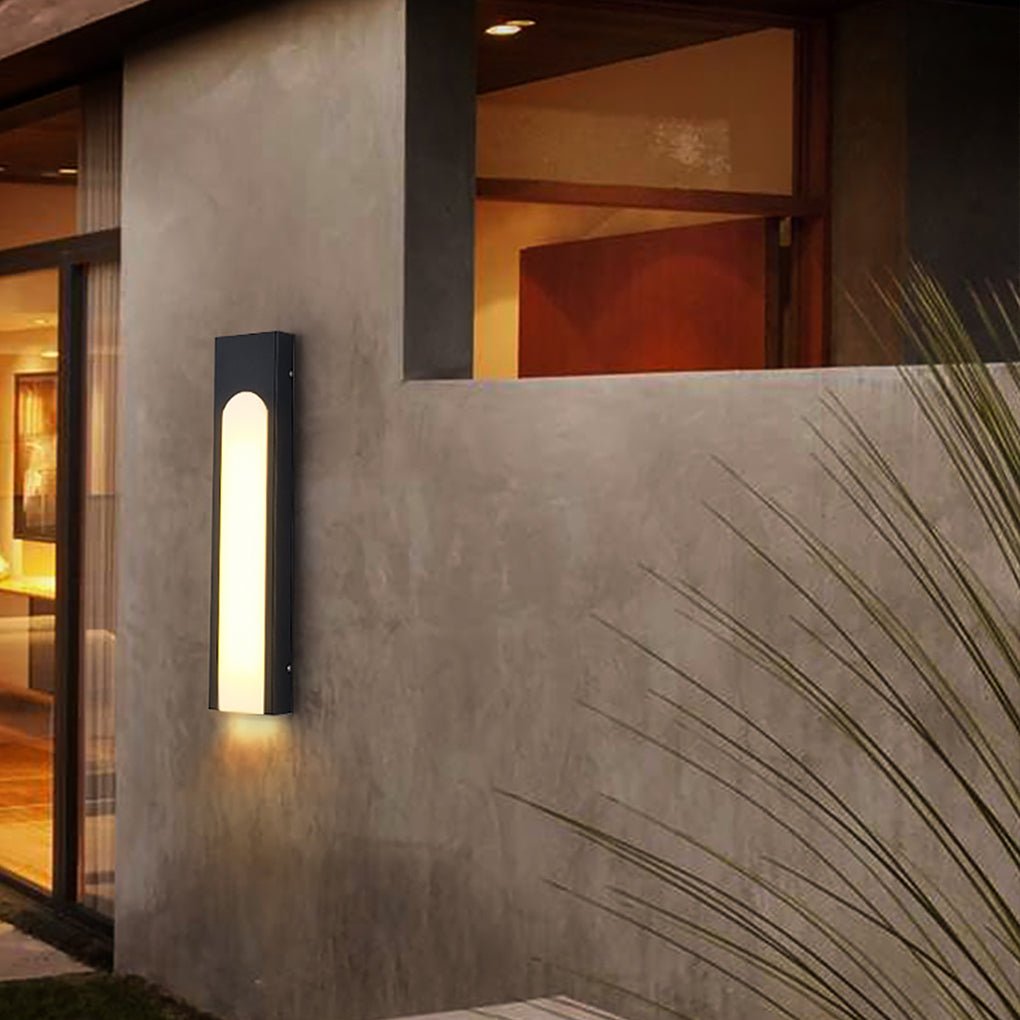 Arched Trapezoid Outdoor Wall Sconce — Black Stainless Steel & Acrylic, 9W LED, Waterproof