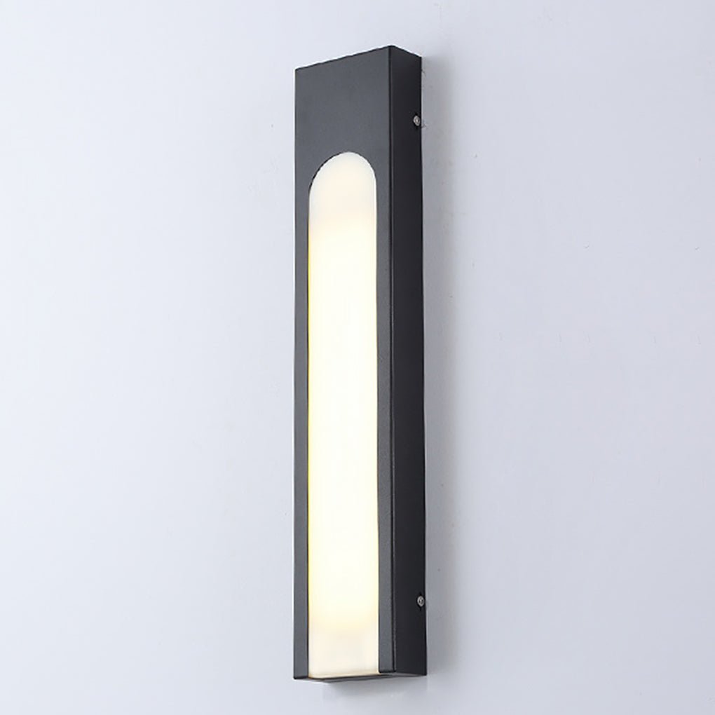 Arched Trapezoid Outdoor Wall Sconce — Black Stainless Steel & Acrylic, 9W LED, Waterproof