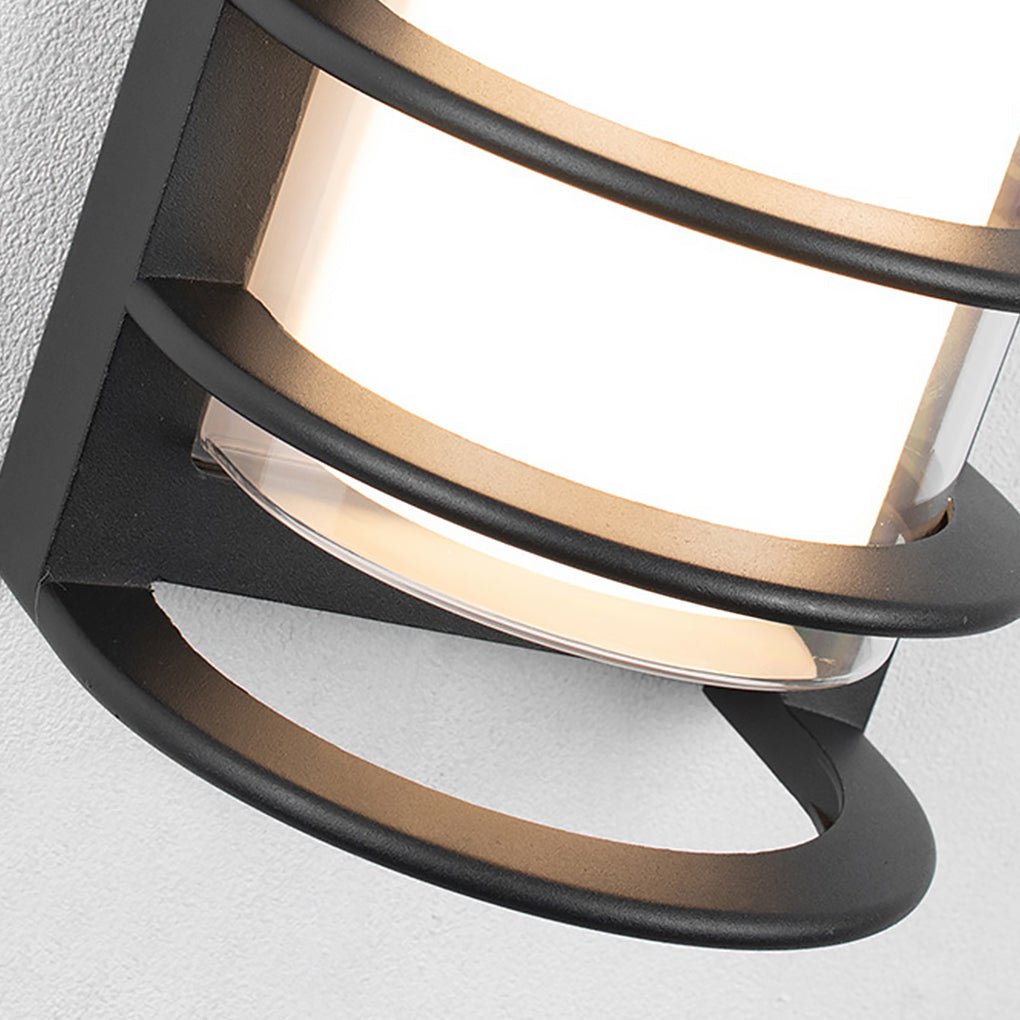 Double-Layer Outdoor Wall Sconce — Black Aluminum & Acrylic, LED 30W, Waterproof, 6.2" × 16.5"