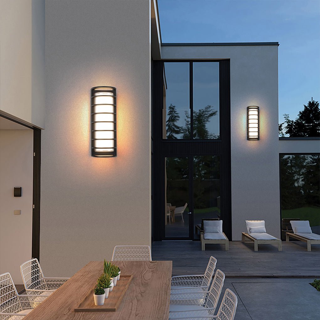 Double-Layer Outdoor Wall Sconce — Black Aluminum & Acrylic, LED 30W, Waterproof, 6.2" × 16.5"