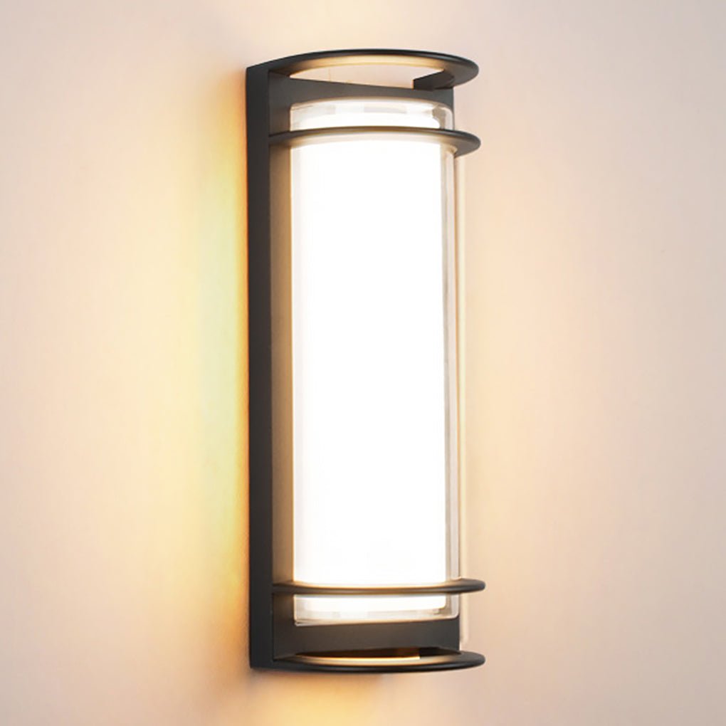 Double-Layer Outdoor Wall Sconce — Black Aluminum & Acrylic, LED 30W, Waterproof, 6.2" × 16.5"