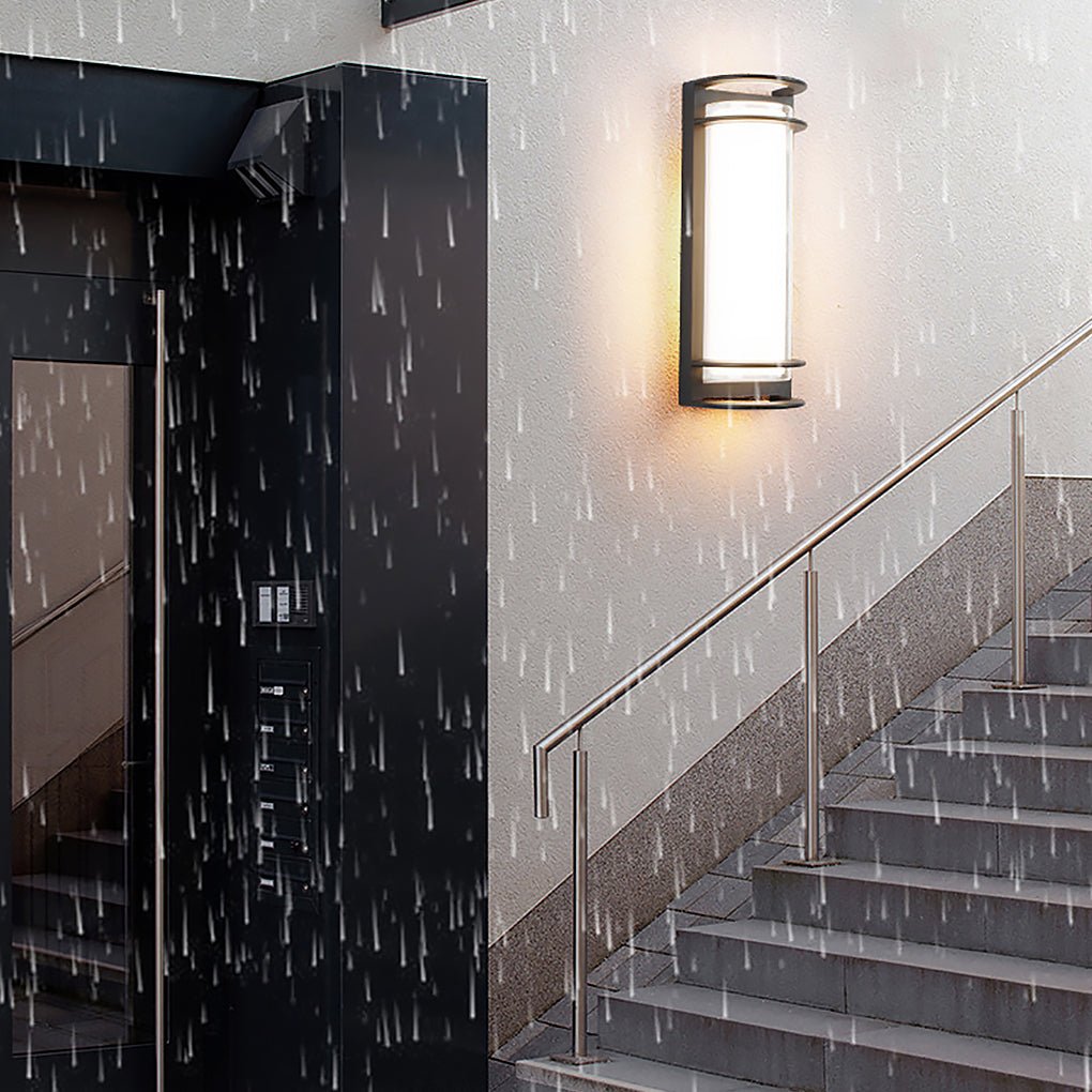 Double-Layer Outdoor Wall Sconce — Black Aluminum & Acrylic, LED 30W, Waterproof, 6.2" × 16.5"