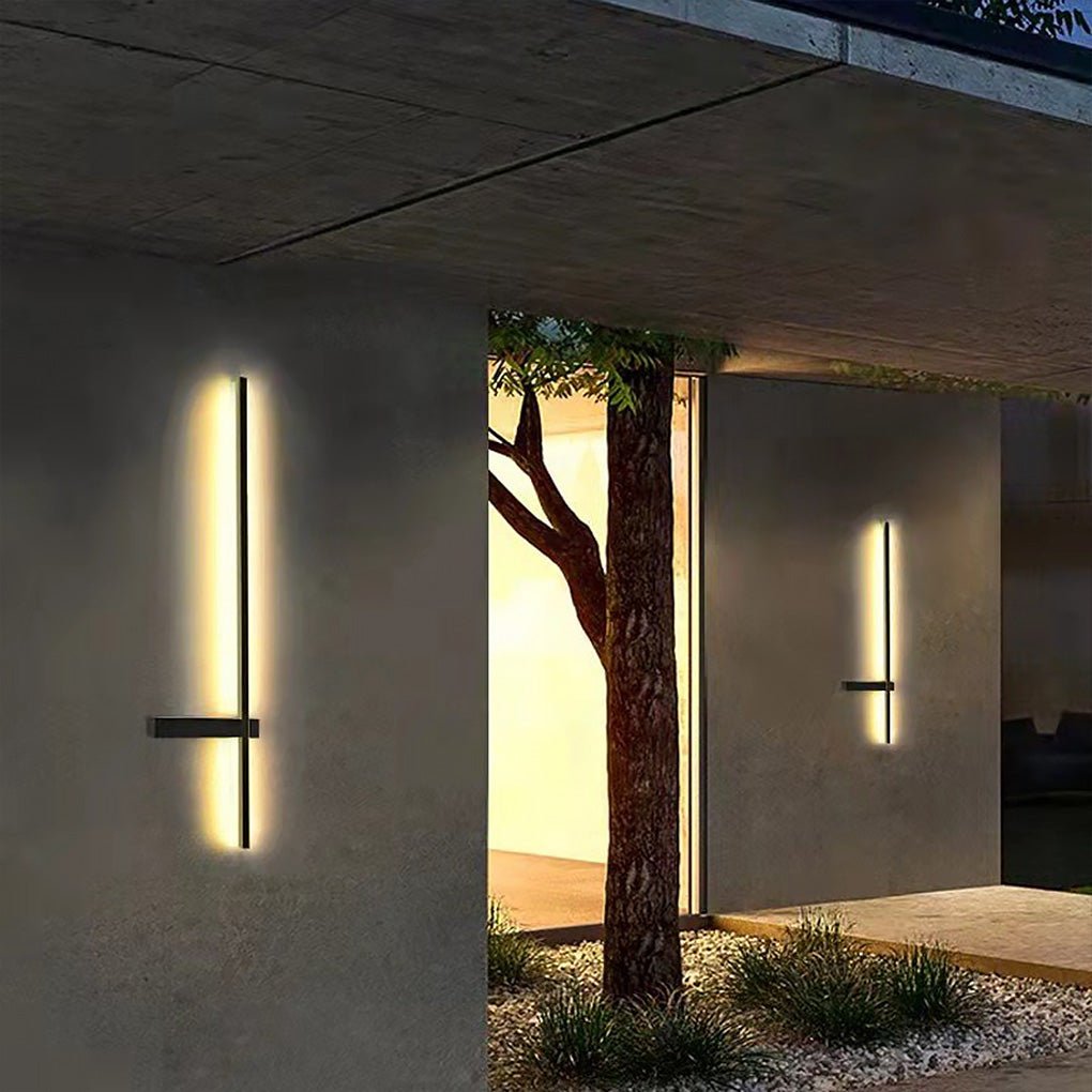 Modern Linear Outdoor Wall Sconce — Black Aluminum, LED, IP54, 6W–15W, 3000K