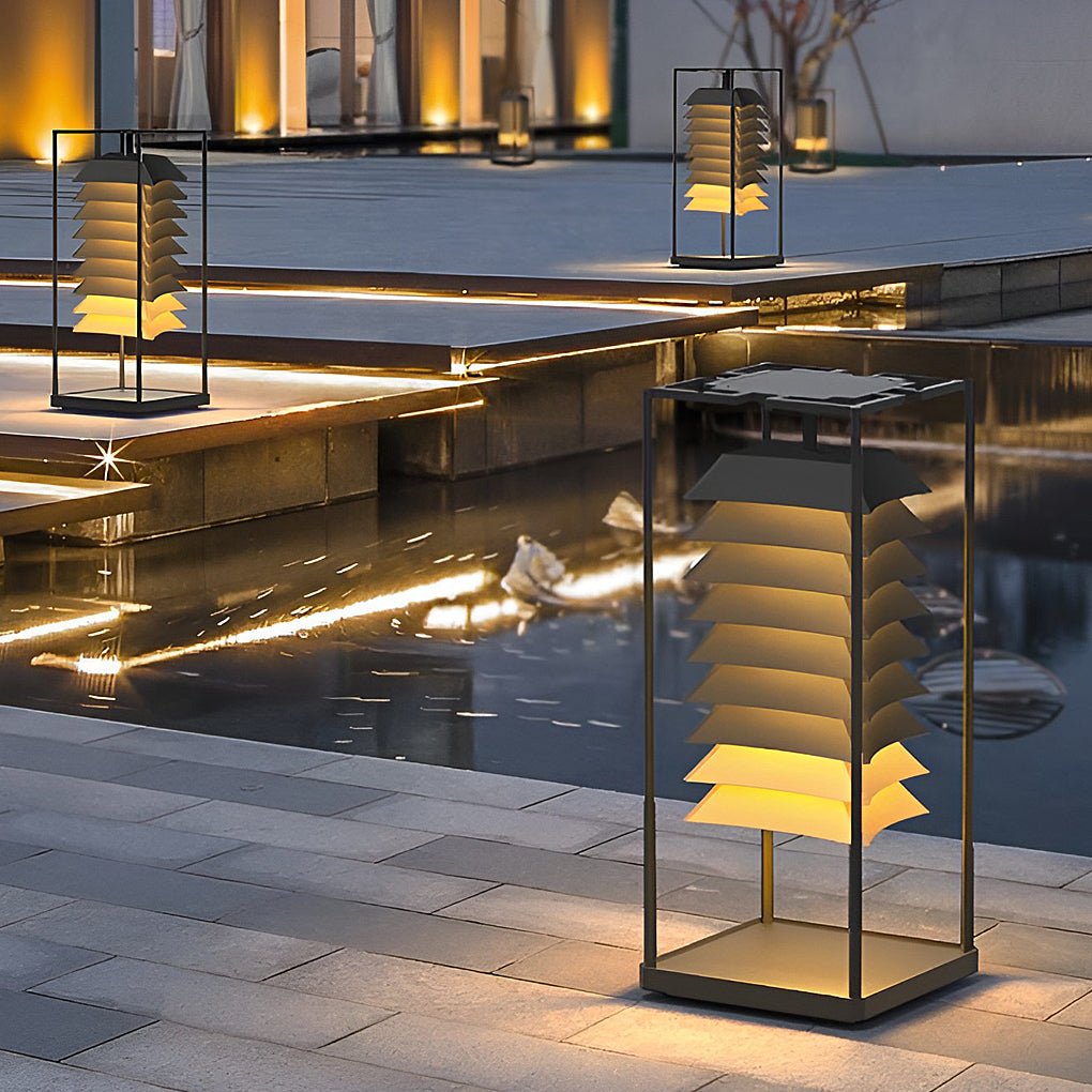 outdoor waterproof freestanding layered led pillar lamp for gardens