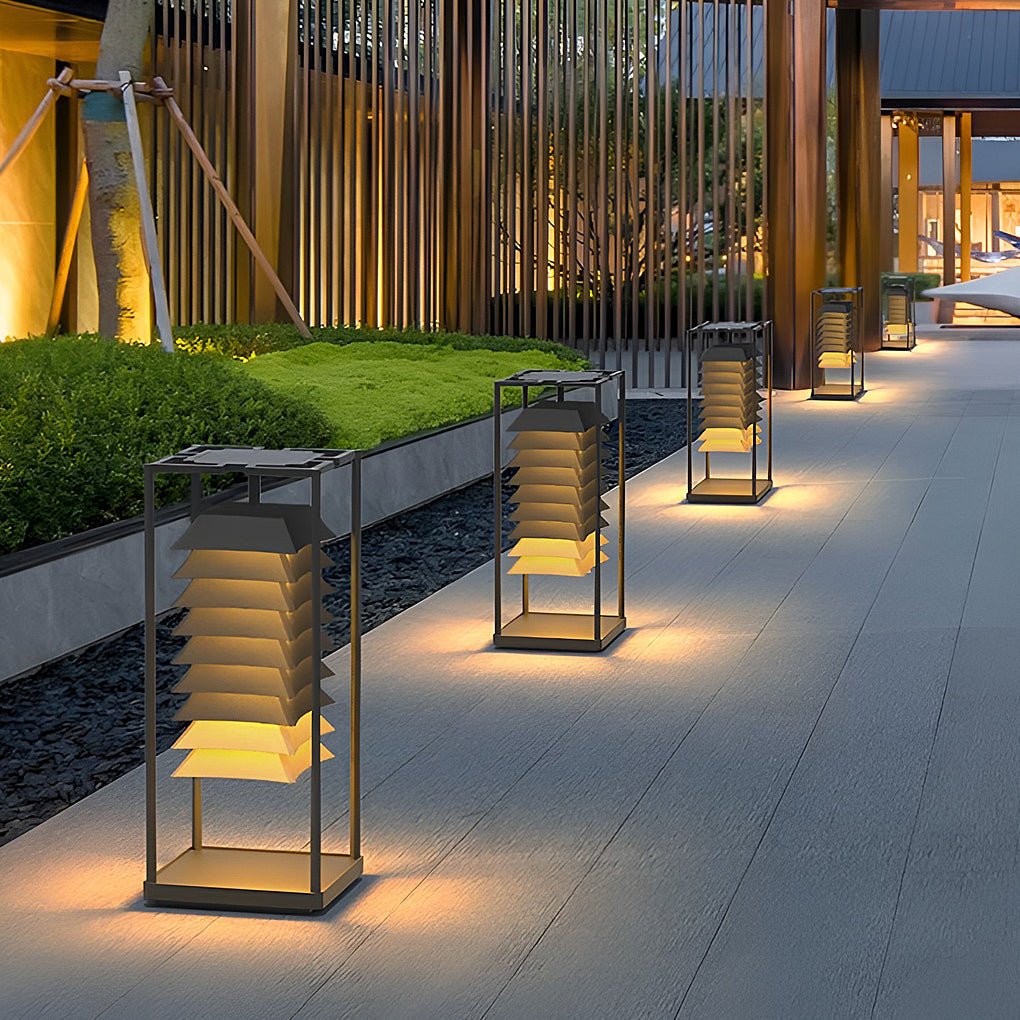 outdoor waterproof freestanding layered led pillar lamp for gardens