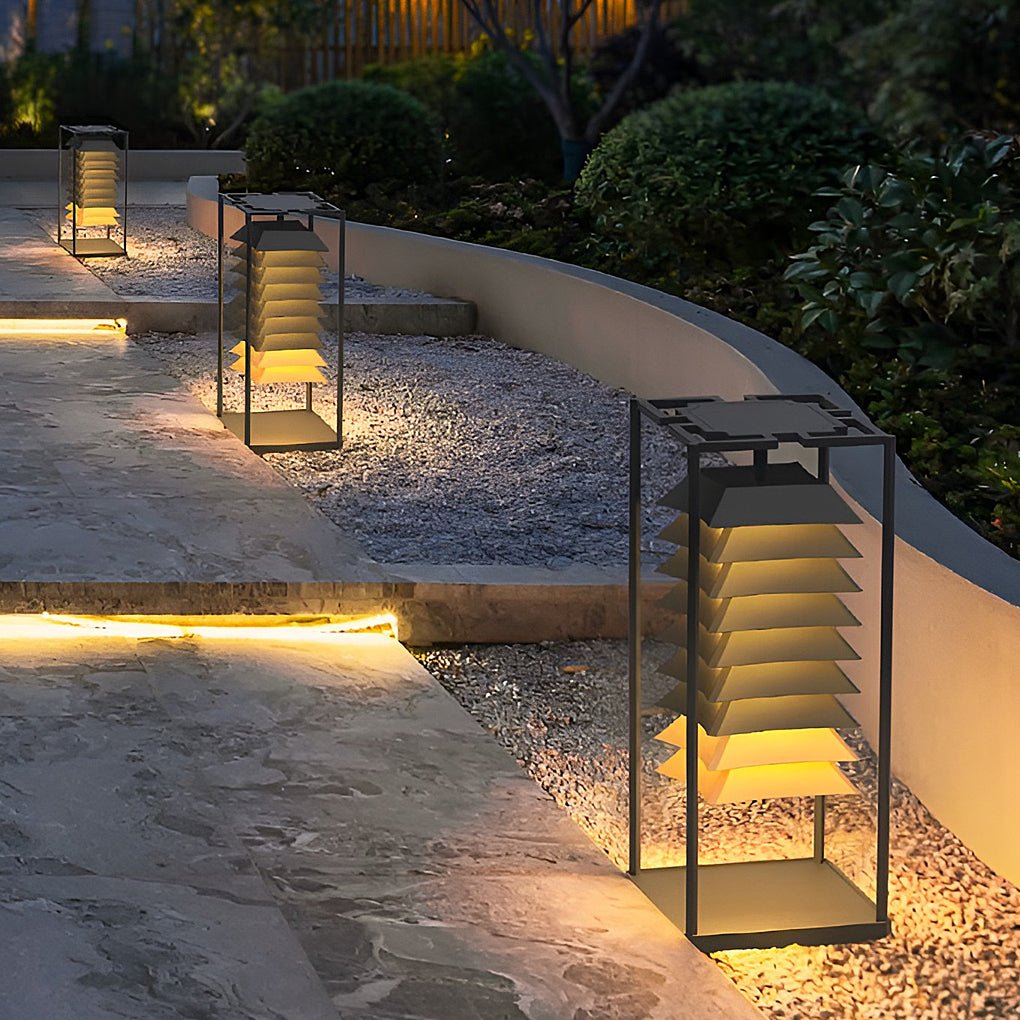 outdoor waterproof freestanding layered led pillar lamp for gardens