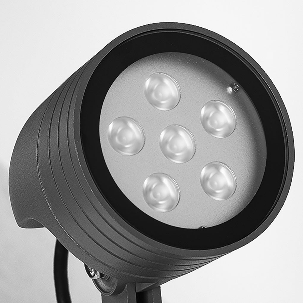 LED Outdoor Landscape Spotlight — Aluminum & Glass, IP65 Waterproof, 6W 3000K, Adjustable Head, Hardwired