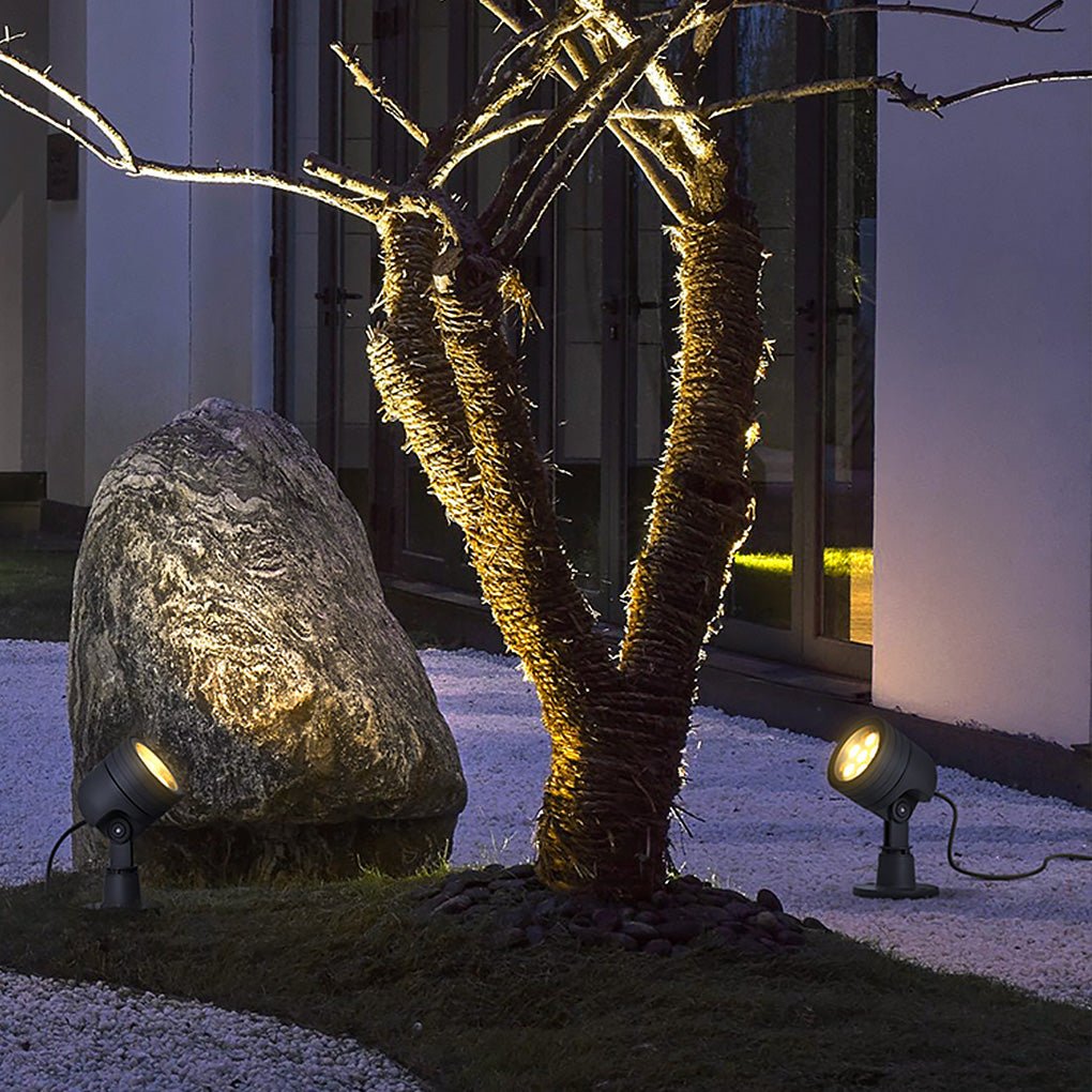 LED Outdoor Landscape Spotlight — Aluminum & Glass, IP65 Waterproof, 6W 3000K, Adjustable Head, Hardwired