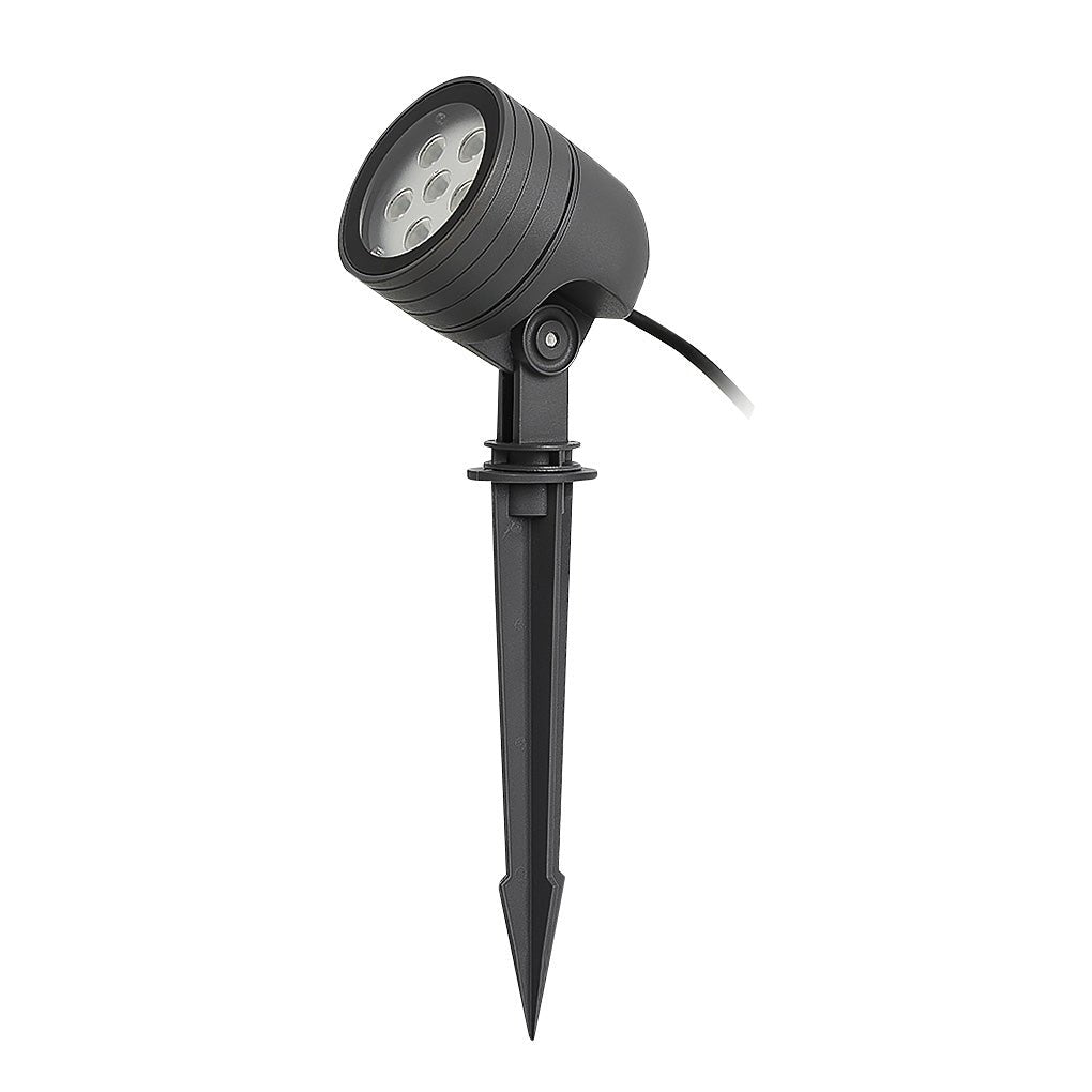 LED Outdoor Landscape Spotlight — Aluminum & Glass, IP65 Waterproof, 6W 3000K, Adjustable Head, Hardwired