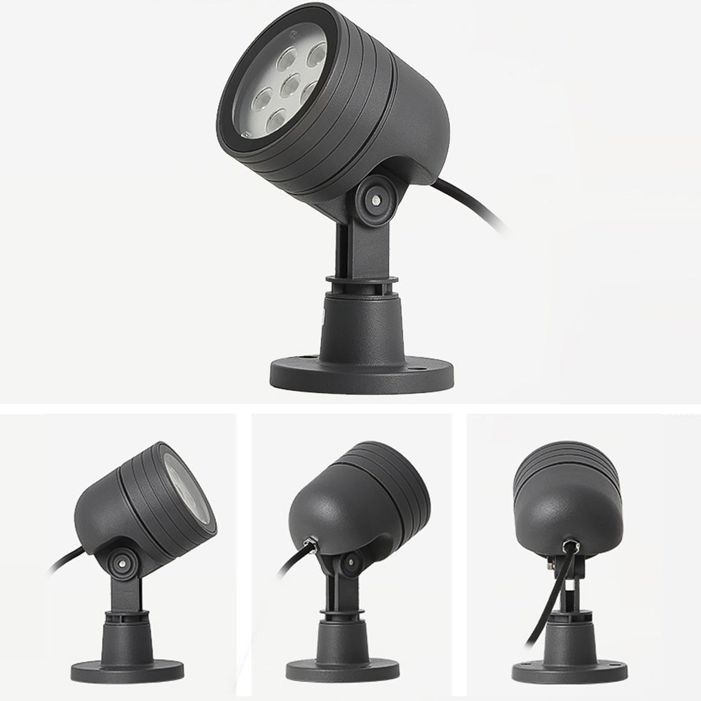 LED Outdoor Landscape Spotlight — Aluminum & Glass, IP65 Waterproof, 6W 3000K, Adjustable Head, Hardwired