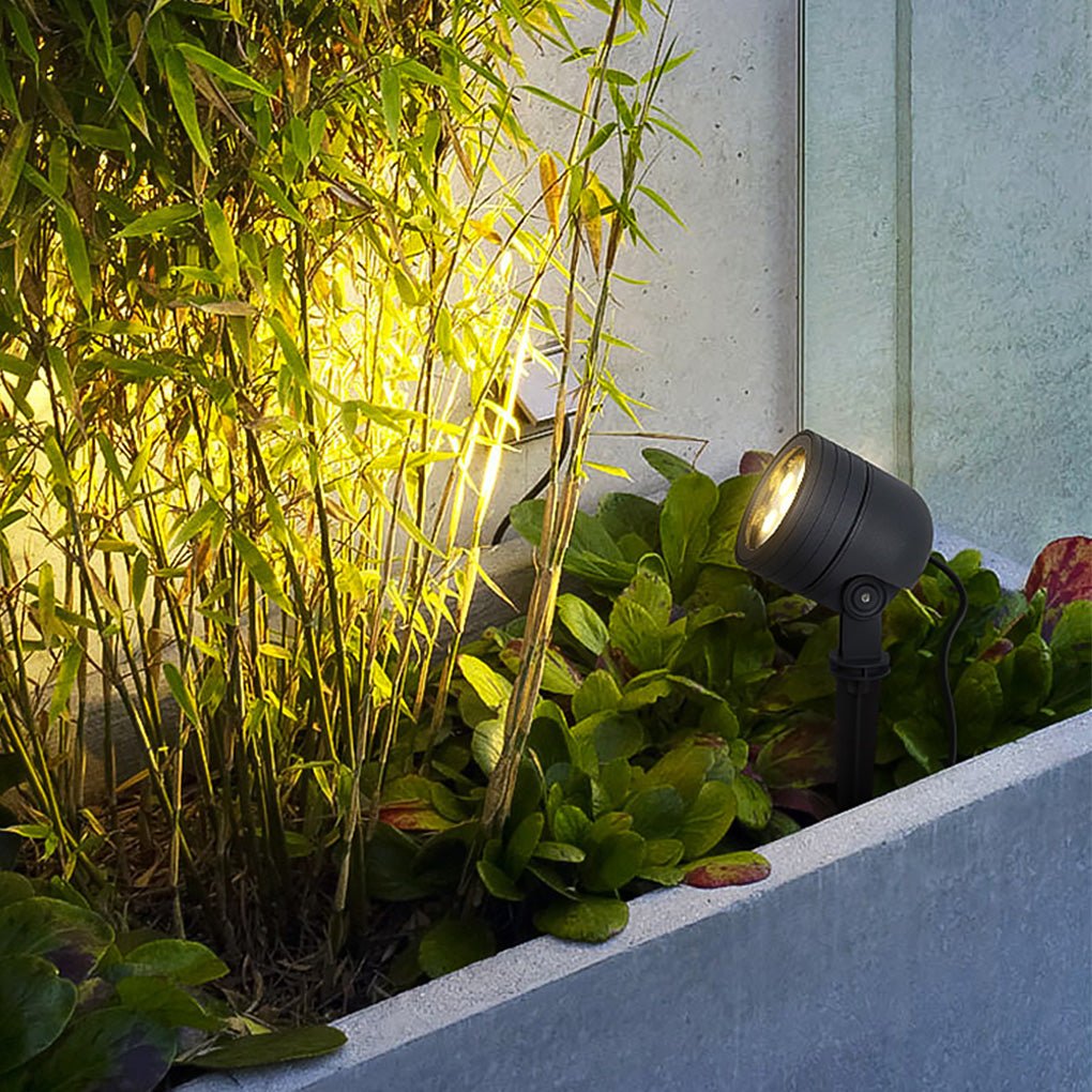 LED Outdoor Landscape Spotlight — Aluminum & Glass, IP65 Waterproof, 6W 3000K, Adjustable Head, Hardwired