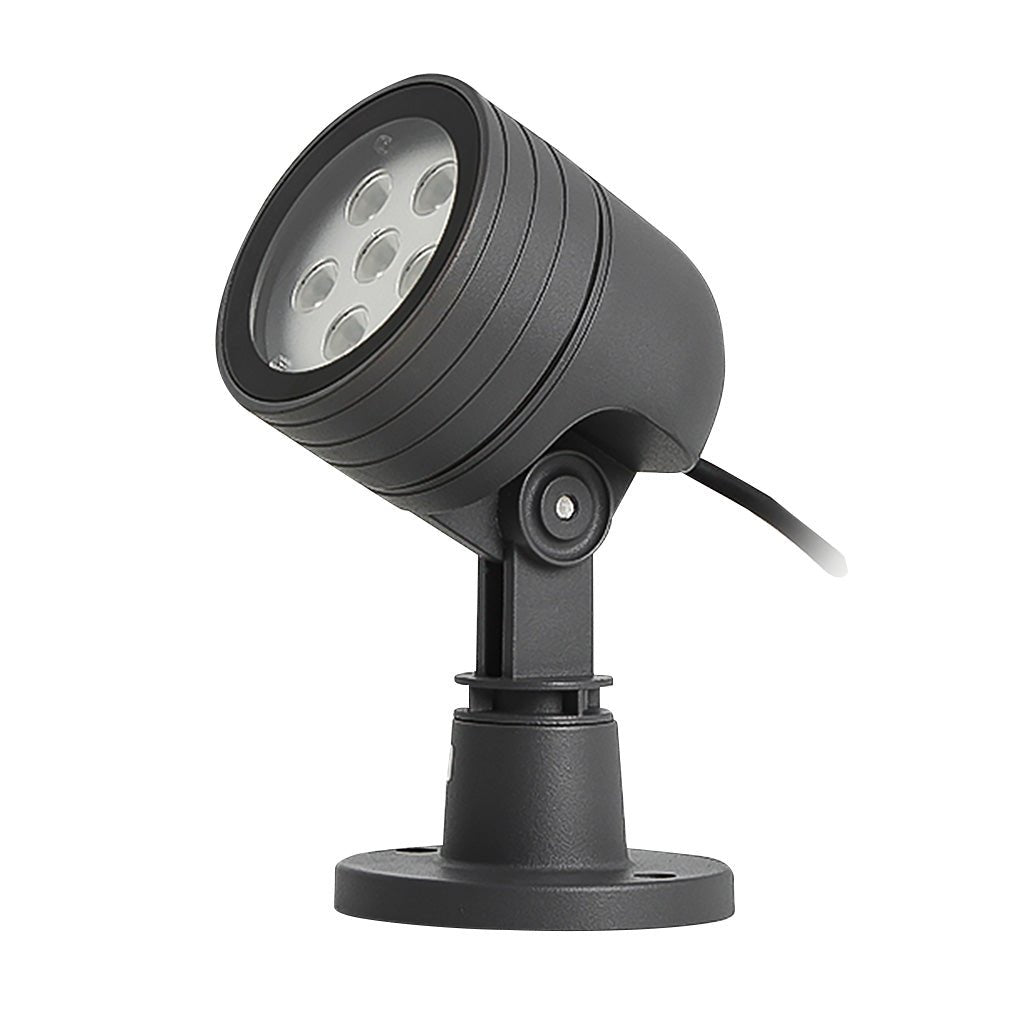 LED Outdoor Landscape Spotlight — Aluminum & Glass, IP65 Waterproof, 6W 3000K, Adjustable Head, Hardwired