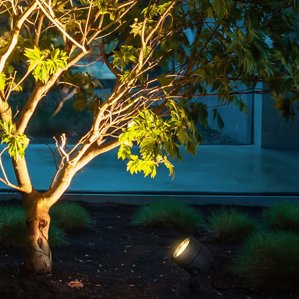 LED Outdoor Landscape Spotlight — Aluminum & Glass, IP65 Waterproof, 6W 3000K, Adjustable Head, Hardwired