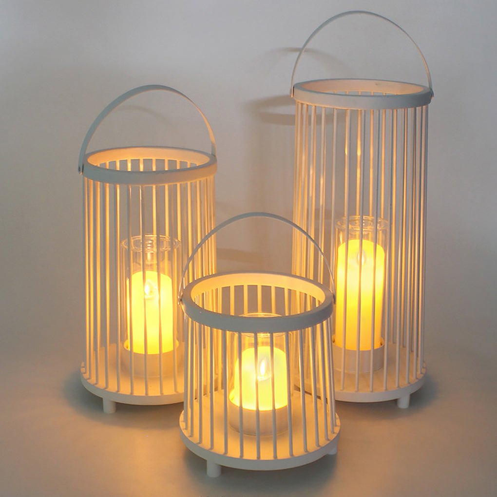 Cage Portable Outdoor Lantern — Galvanized Steel and Glass, Rechargeable, 3000K Warm White, Waterproof