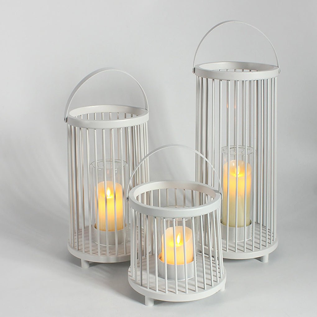 Cage Portable Outdoor Lantern — Galvanized Steel and Glass, Rechargeable, 3000K Warm White, Waterproof
