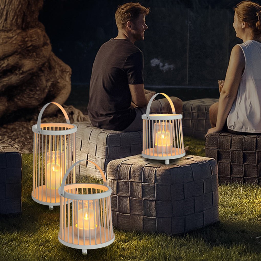 Cage Portable Outdoor Lantern — Galvanized Steel and Glass, Rechargeable, 3000K Warm White, Waterproof