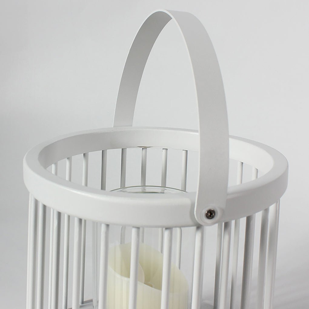 Cage Portable Outdoor Lantern — Galvanized Steel and Glass, Rechargeable, 3000K Warm White, Waterproof
