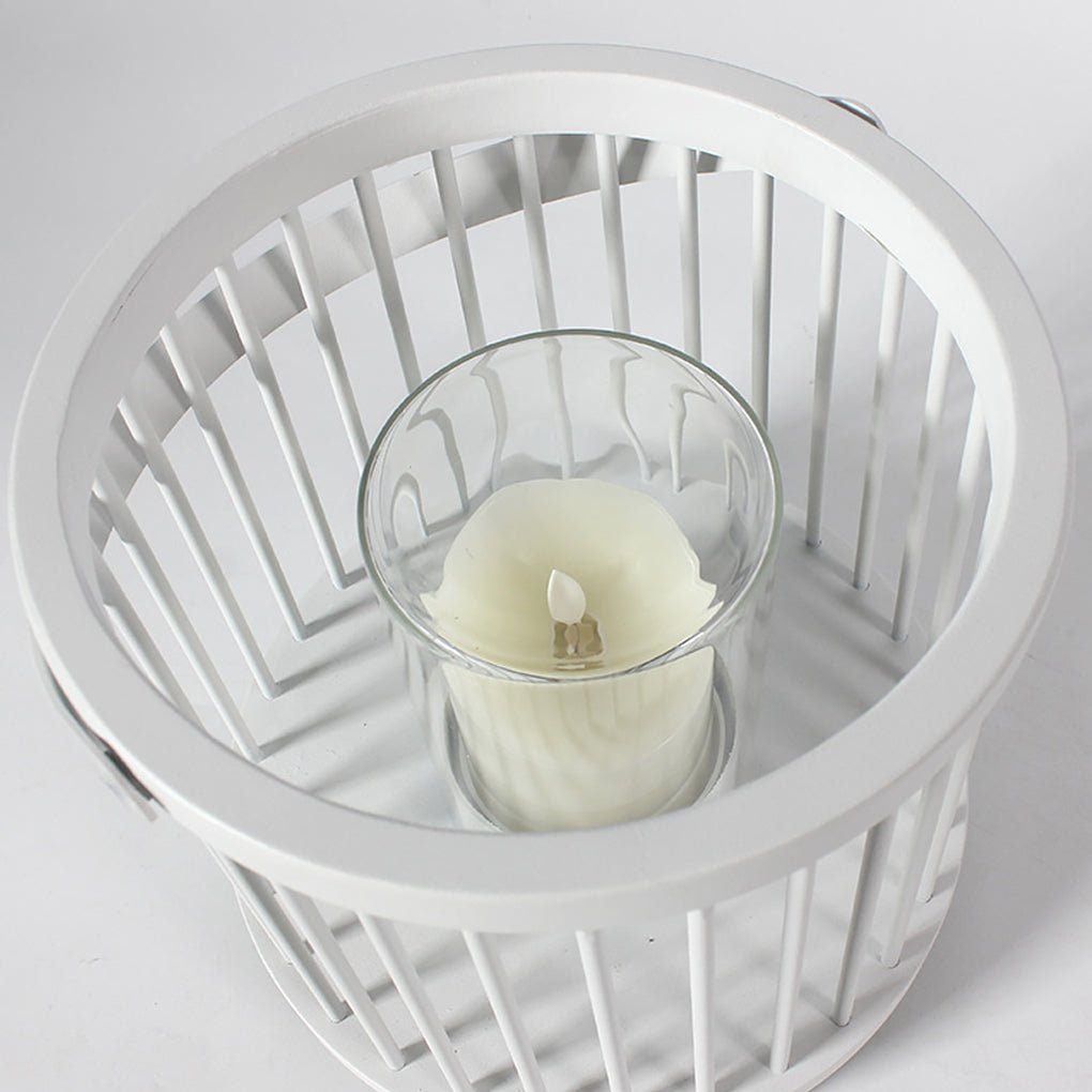 Cage Portable Outdoor Lantern — Galvanized Steel and Glass, Rechargeable, 3000K Warm White, Waterproof