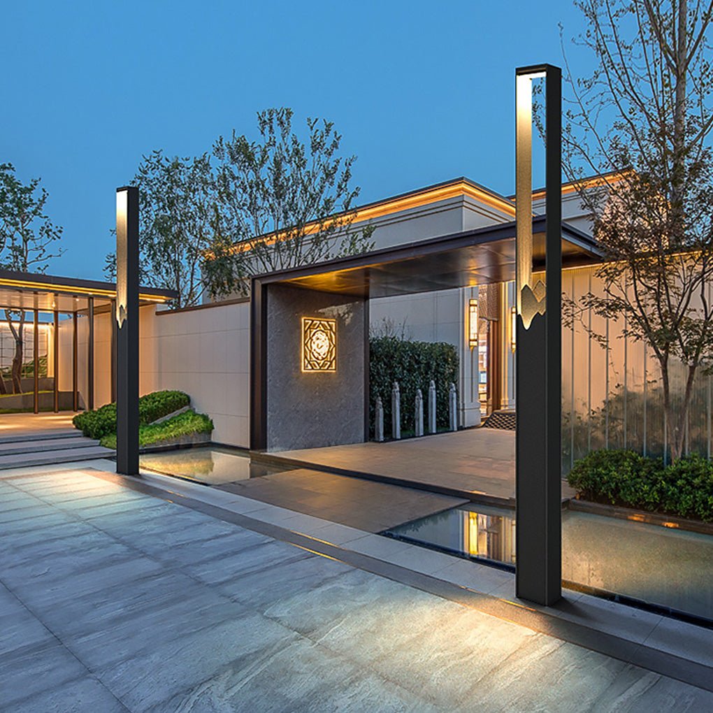 Mountain Scenery Outdoor Bollard Path Light — Stainless Steel & PC, LED 3000K, IP54, Hardwired or Solar, 26"/71"/110"