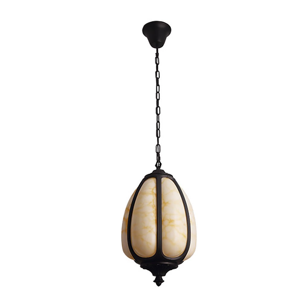 Imitation Marble Outdoor Hanging Chandelier — Die-Cast Aluminum, E27, IP54, 23" Adjustable Chain