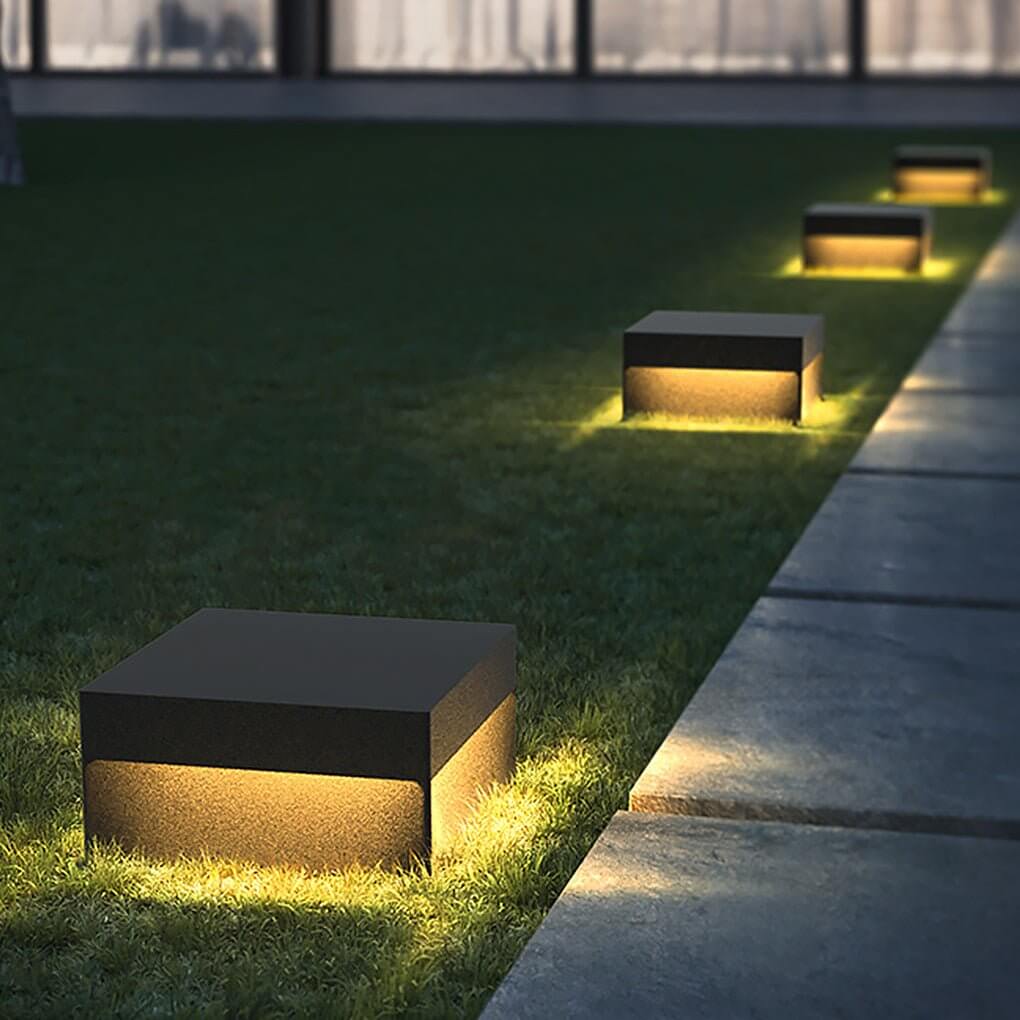 Modern Square Solar / Hardwired Outdoor Pillar Light — Stainless Steel & Acrylic, LED, IP65, Warm White 3000K