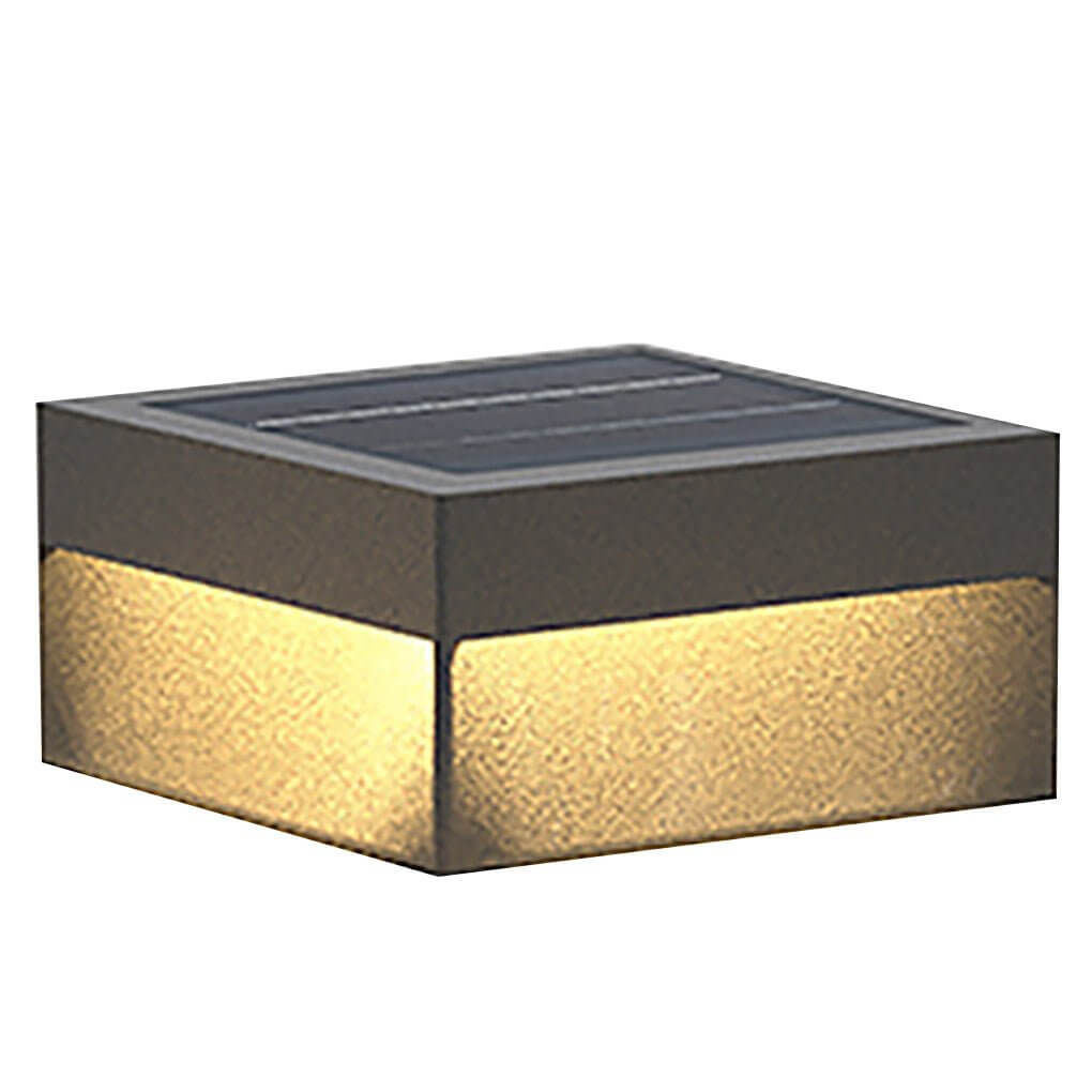 Modern Square Solar / Hardwired Outdoor Pillar Light — Stainless Steel & Acrylic, LED, IP65, Warm White 3000K
