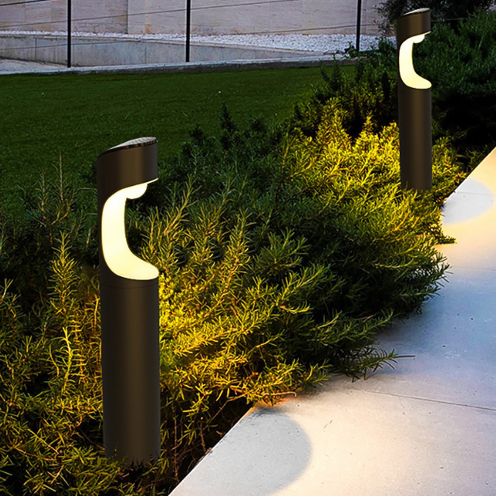Moon Cutout Outdoor Bollard Light — Black Aluminum, 10W LED, IP65 Weatherproof, 24.4" H