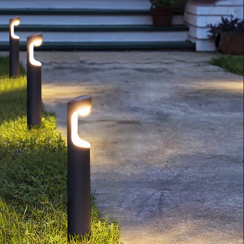 Moon Cutout Outdoor Bollard Light — Black Aluminum, 10W LED, IP65 Weatherproof, 24.4" H