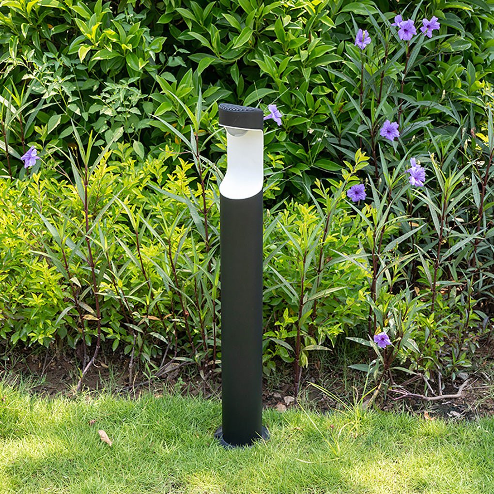 Contemporary Black Aluminum Outdoor Post Light with Moon Cutout - IP65 Waterproof