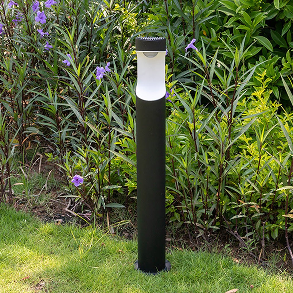 Moon Cutout Outdoor Bollard Light — Black Aluminum, 10W LED, IP65 Weatherproof, 24.4" H